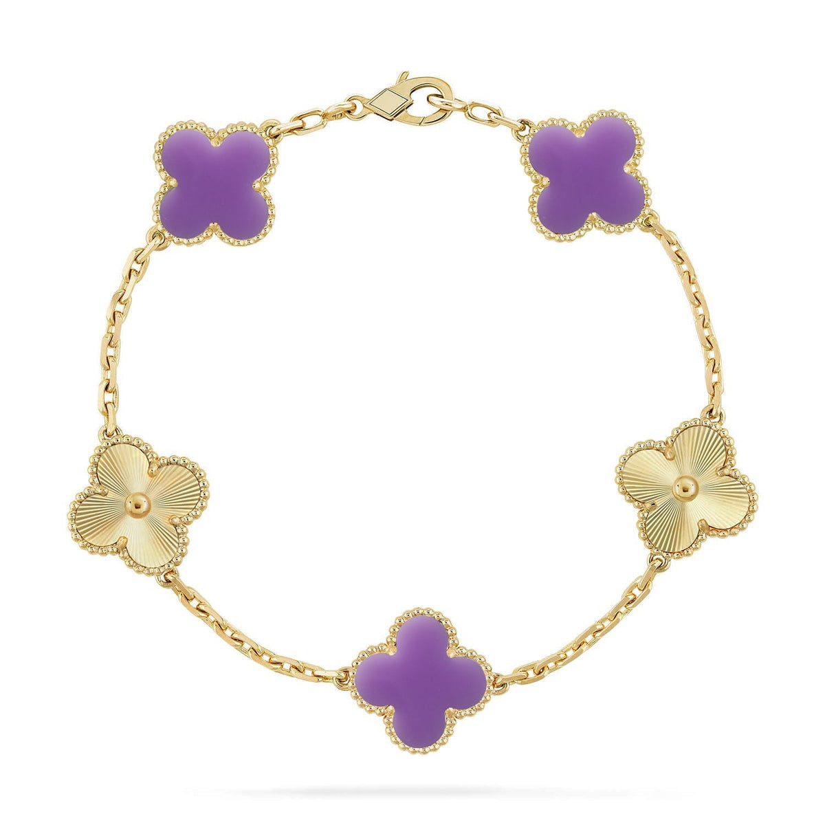 [Elowen jewelry] クローバー 5モチーフ ライトパープル ブレスレット コレクション