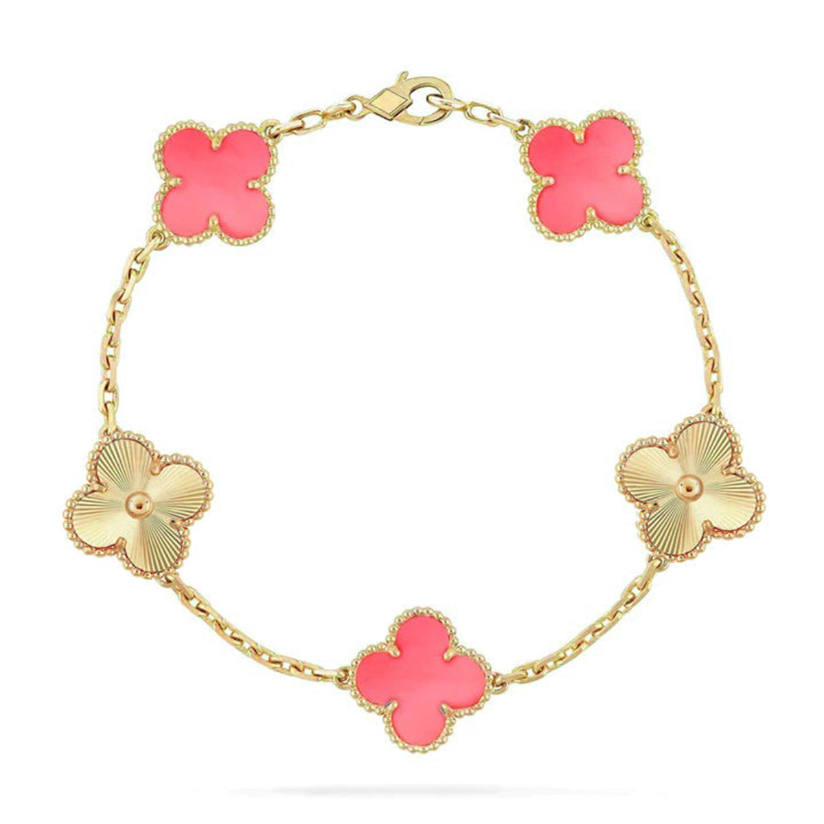 {
  "Elowen jewelsry": "Elowen ジュエリー",
  "CLOVER 5 MOTIFS  PINK MOP BRACELET COLLECTION": "クローバー 5モチーフ ピンクマザーオブパール ブレスレットコレクション"
}