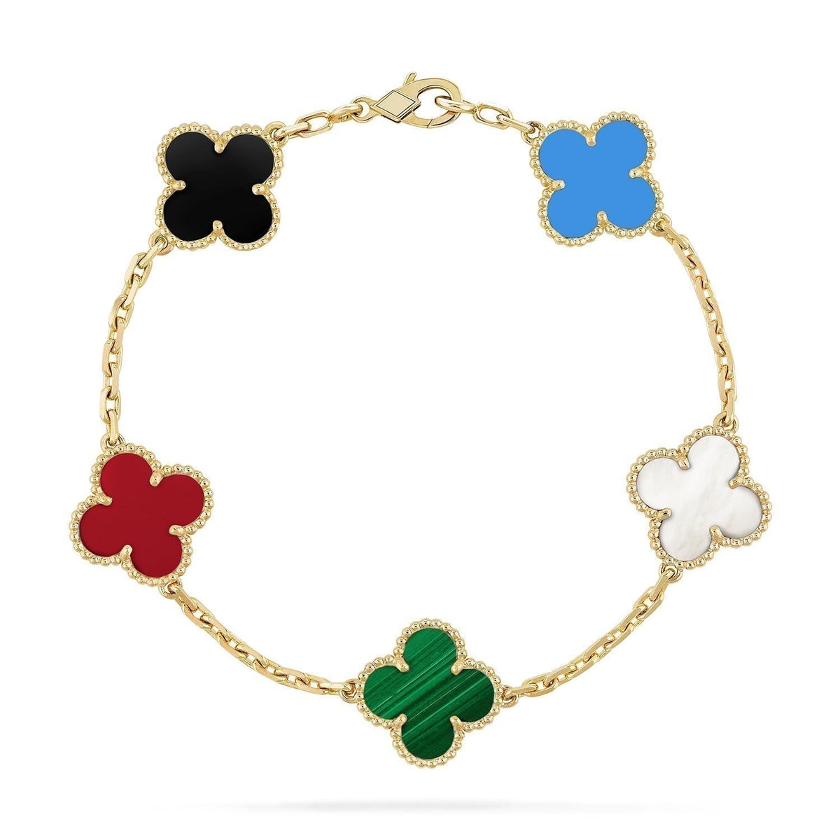 [Elowen jewelry] クローバー 5モチーフ マルチカラーブレスレット