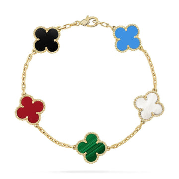 [Elowen jewelry] クローバー 5モチーフ マルチカラーブレスレット