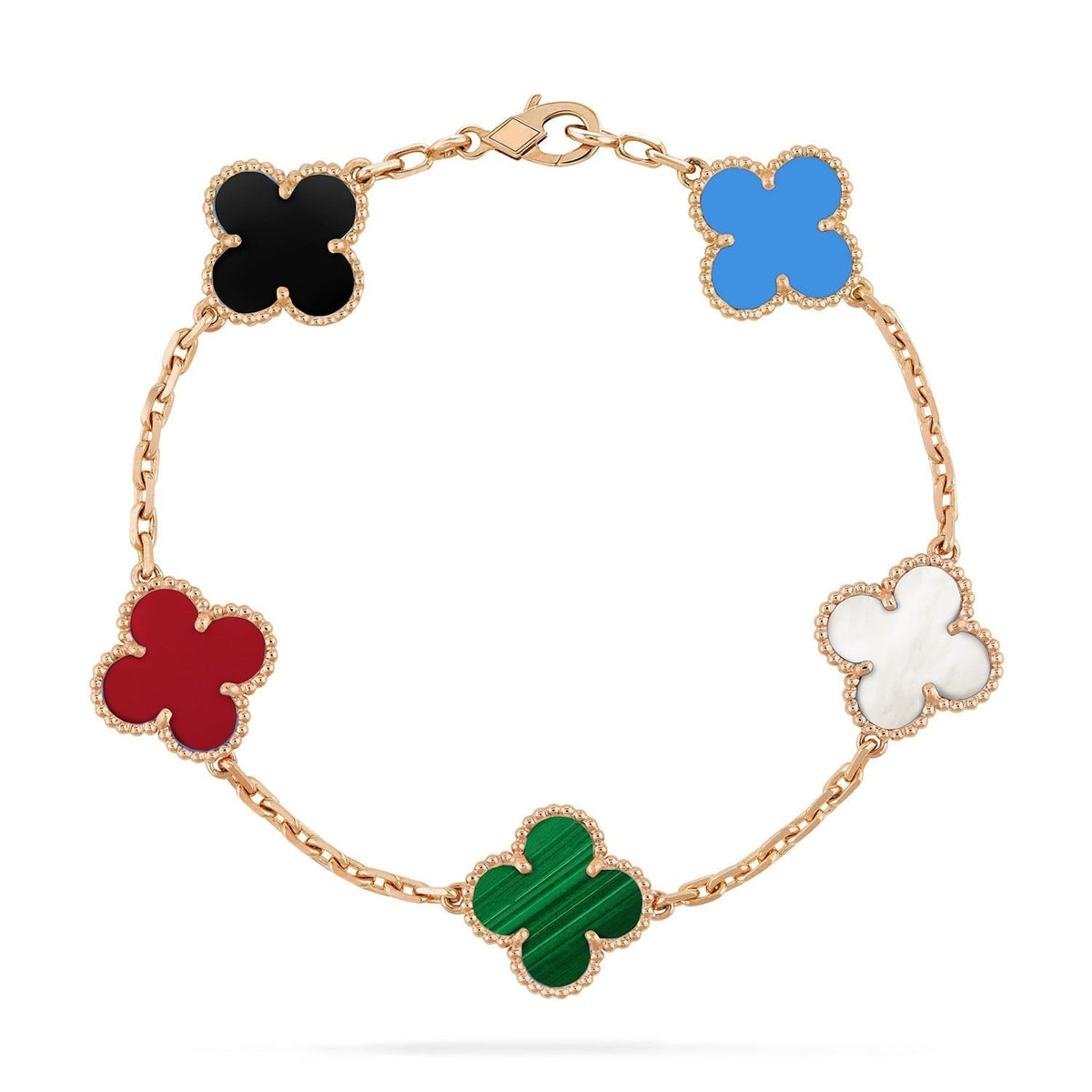 [Elowen jewelry] クローバー 5モチーフ マルチカラーブレスレット