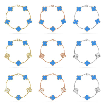 [Elowen Schmuck] CLOVER 5-MOTIV ARMBAND KOLLEKTION AUS BLAUEM ACHAT