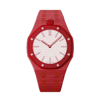 Exklusives rotes Bioceramic-Armband mit Eichendekor