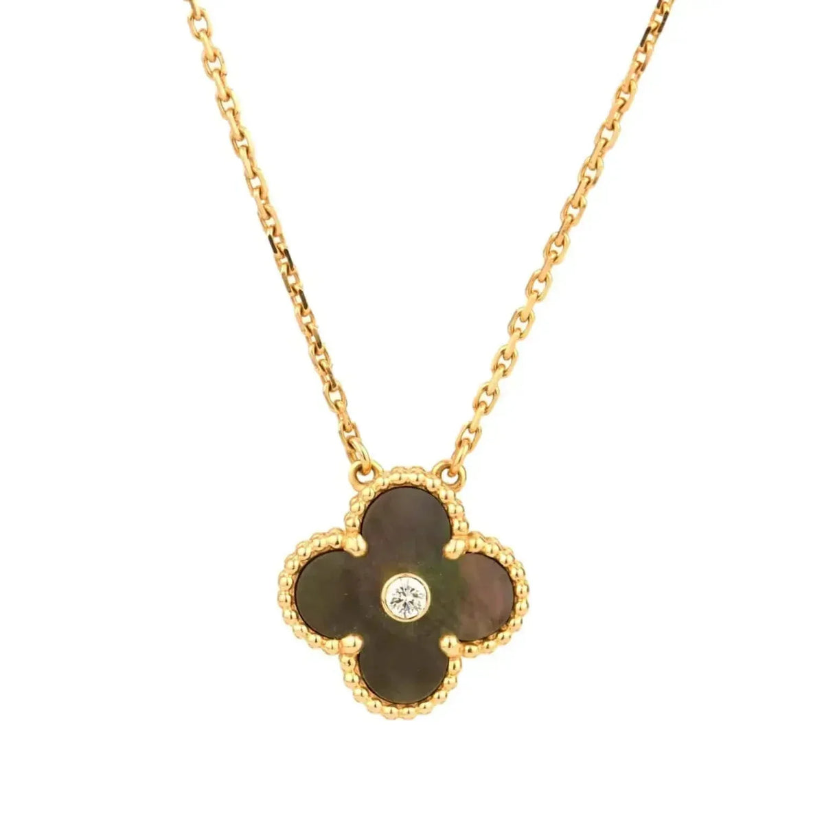 {
  "Elowen jewelsry": "Elowen ジュエリー",
  "CLOVER 15MM DIAMOND AND MOTHER-OF-GREY NECKLACE": "クローバー 15mm ダイヤモンド＆グレーマザーオブパール ネックレス"
}