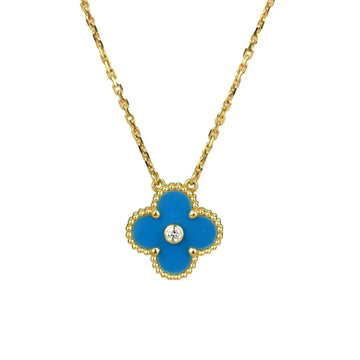 [Elowen jewelsry ]CLOVER 15MM DIAMOND AND BLUE AGATE NECKLACE