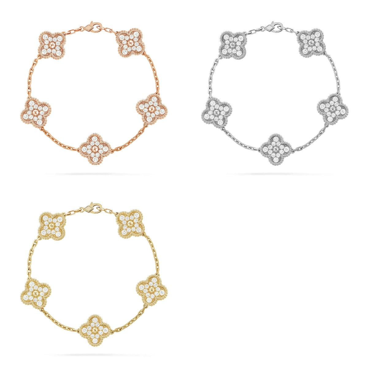 [Elowen jewelsry ] CLOVER 5 MOTIF FULL DIAMOND BRACELET COLLECTION