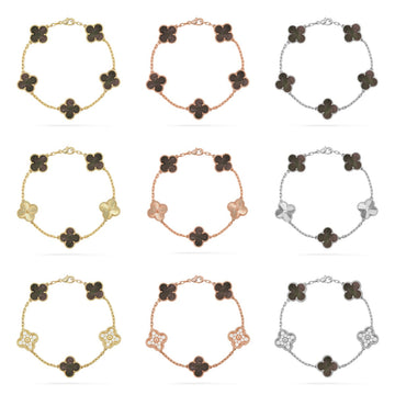 [Elowen jewelry] クローバー 5モチーフ グレーマザーオブパール ブレスレットコレクション