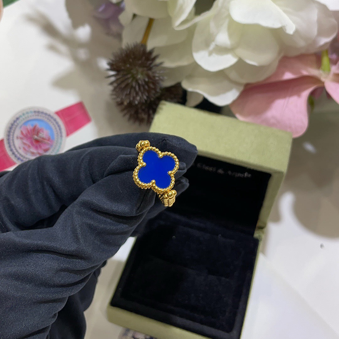 [Elowen jewelsry ]CLOVER RIVERSIBLE BLUE AGATE RING