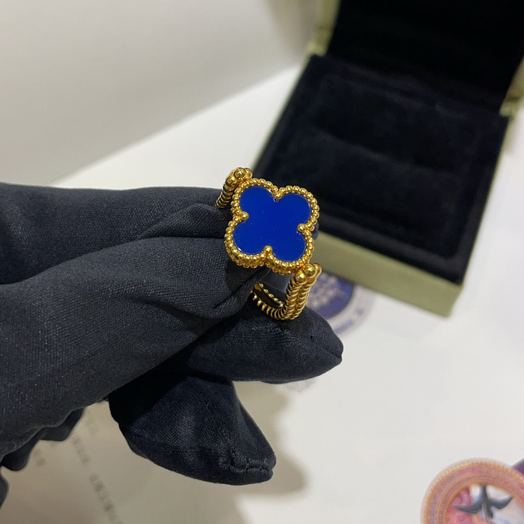[Elowen jewelsry ]CLOVER RIVERSIBLE BLUE AGATE RING