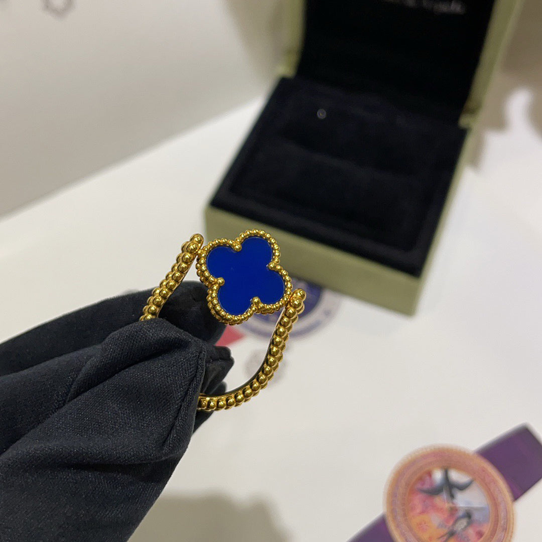 [Elowen jewelsry ]CLOVER RIVERSIBLE BLUE AGATE RING