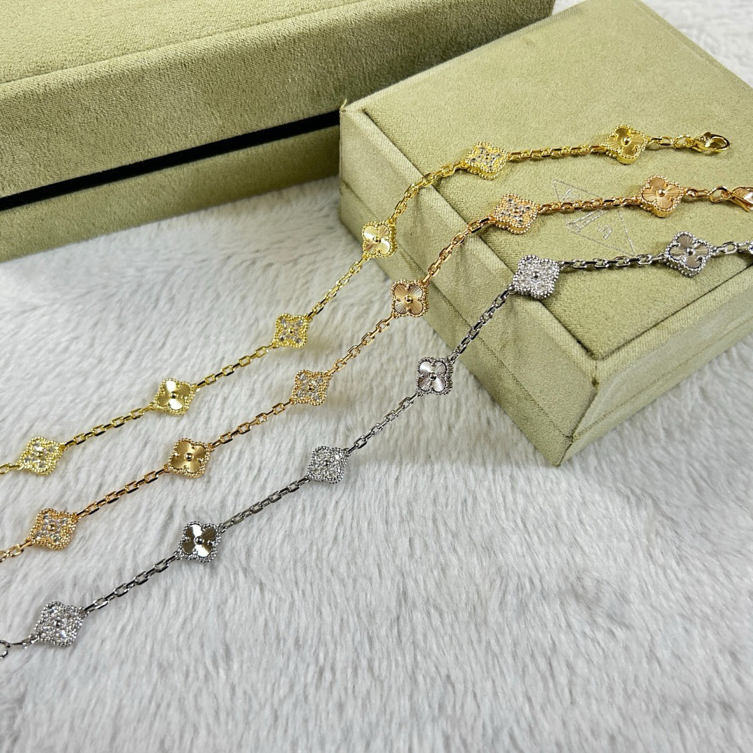 [Elowen jewelry] クローバー 6モチーフ ダイヤモンド レーザーブレスレット