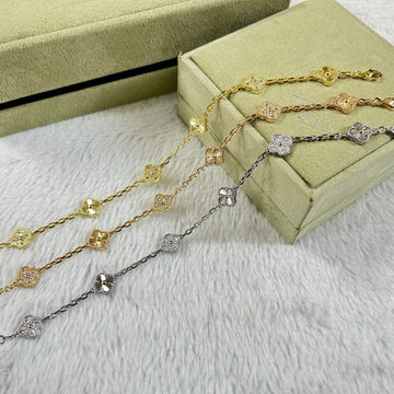 [Elowen jewelry] クローバー 6モチーフ ダイヤモンド レーザーブレスレット