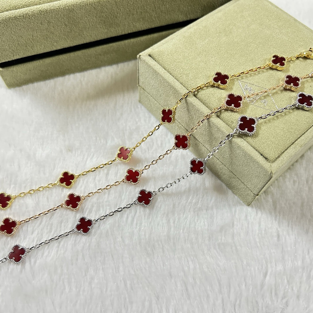 [Elowen jewelsry ]CLOVER 6 MOTIF RED AGATE BRACELET