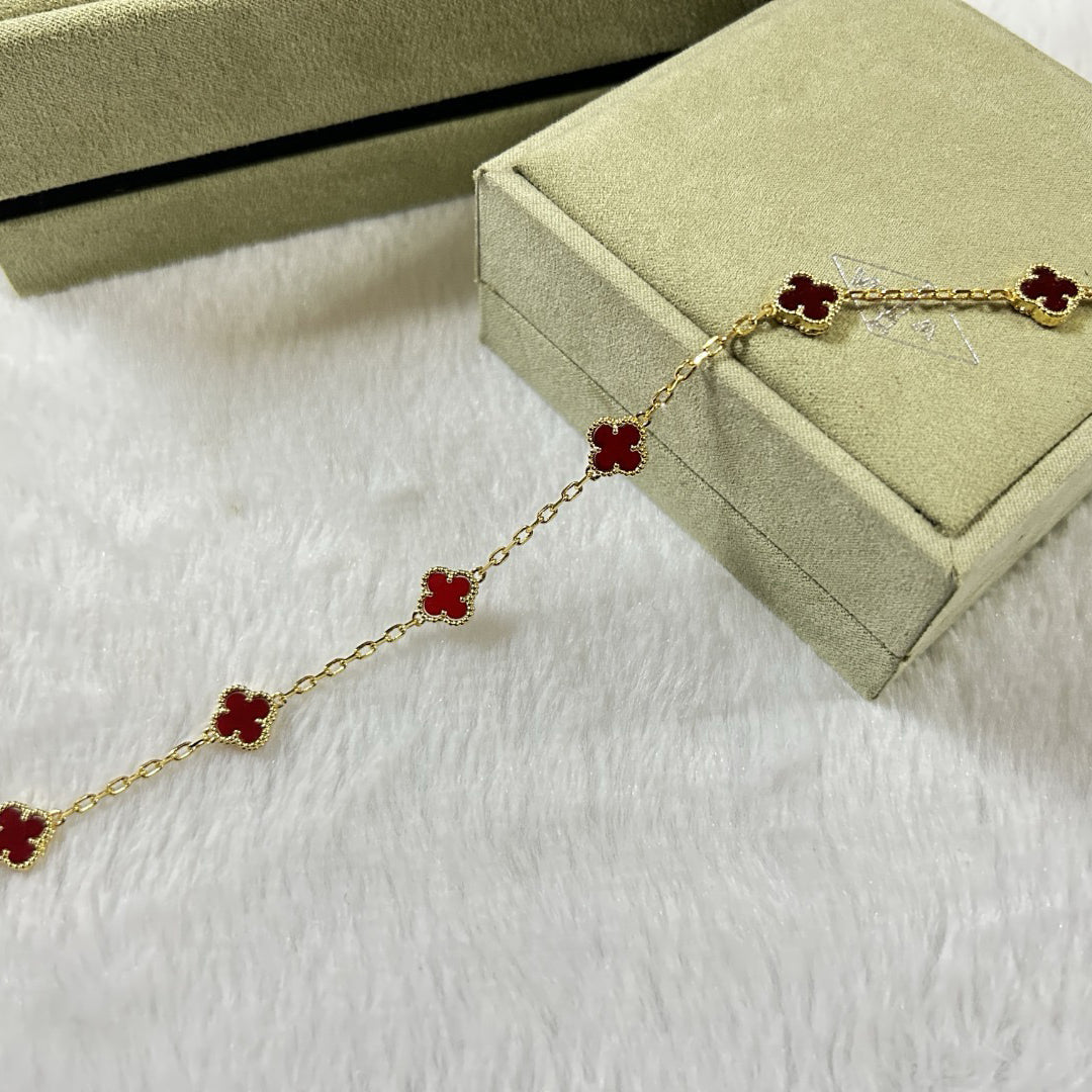 [Elowen jewelsry ]CLOVER 6 MOTIF RED AGATE BRACELET