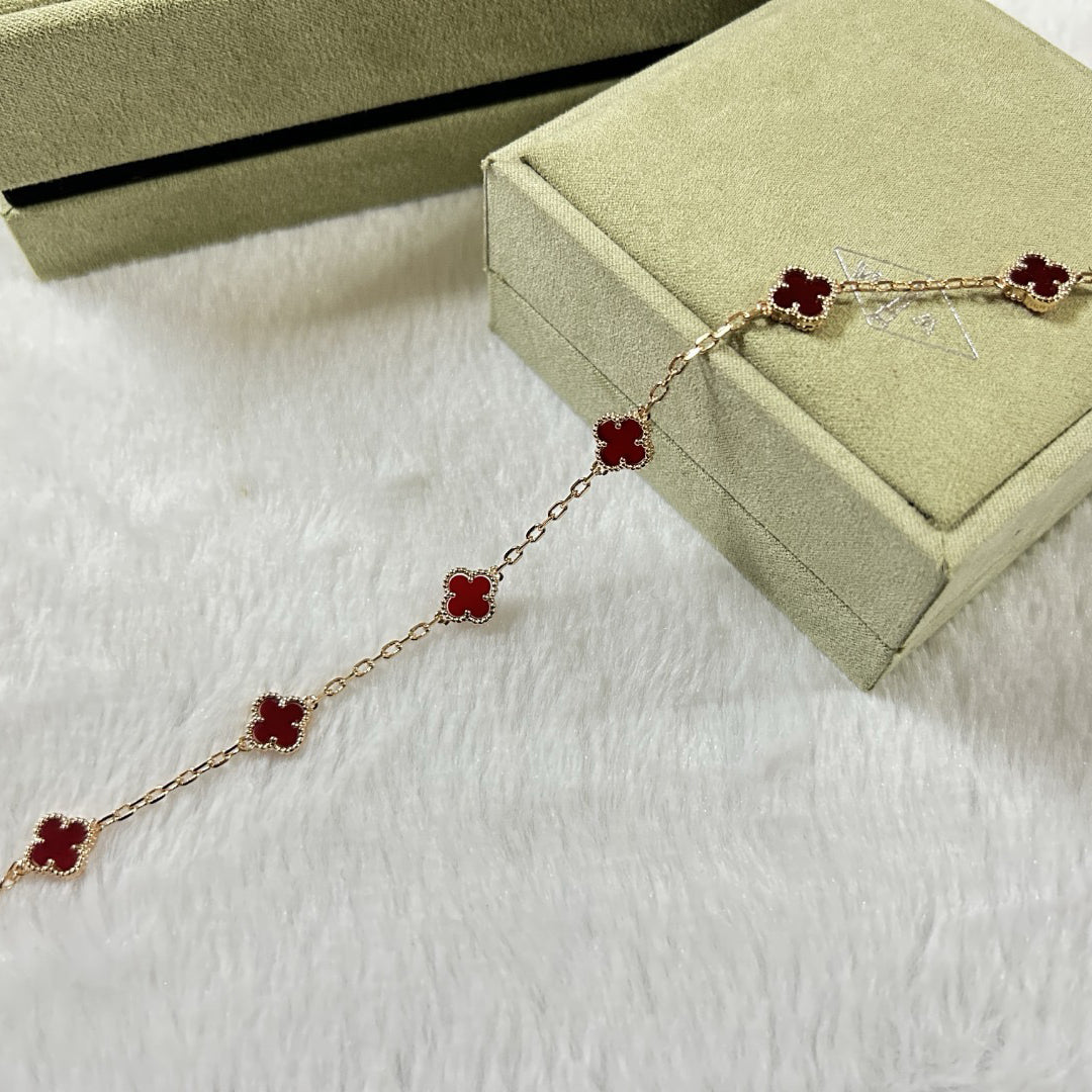 [Elowen jewelsry ]CLOVER 6 MOTIF RED AGATE BRACELET