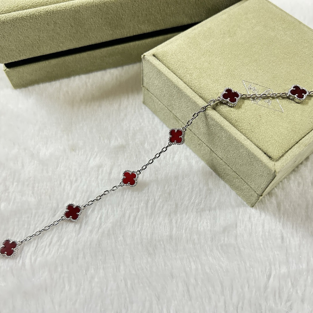 [Elowen jewelsry ]CLOVER 6 MOTIF RED AGATE BRACELET