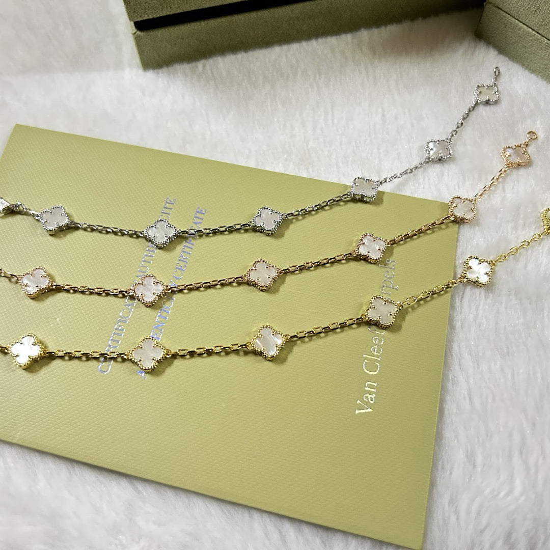 [Elowen jewelsry ]クローバー 6モチーフ ホワイトマザーオブパール ブレスレット
