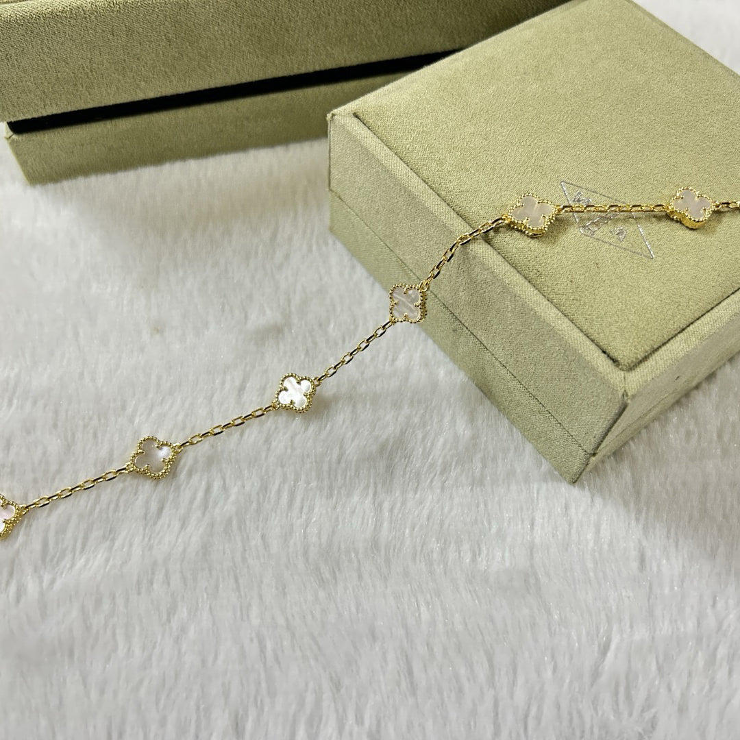 [Elowen jewelsry ]クローバー 6モチーフ ホワイトマザーオブパール ブレスレット