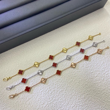 [Elowen jewelsry ]CLOVER 6 MOTIF RED AGATE LASER BRACELET