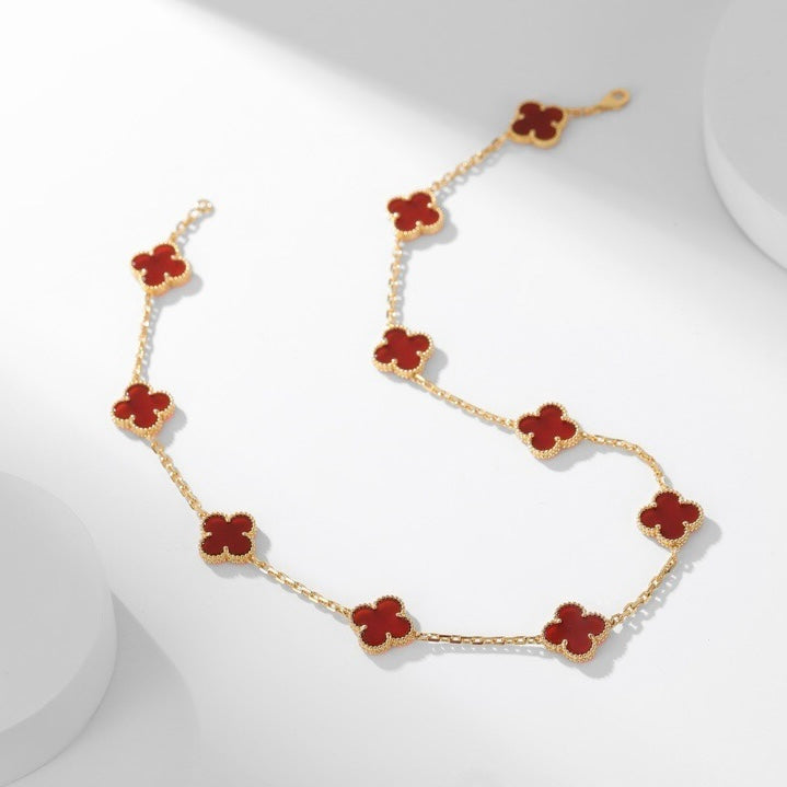 [Elowen jewelsry ]CLOVER 10 MOTIFS CARNELIAN NECKLACE