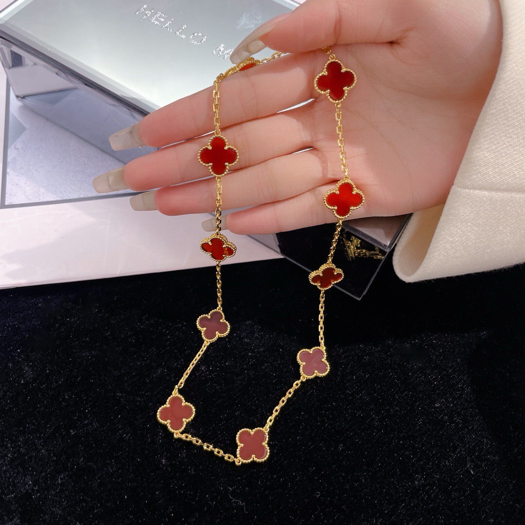 [Elowen jewelsry ]CLOVER 10 MOTIFS CARNELIAN NECKLACE