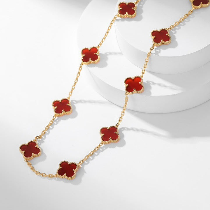 [Elowen jewelsry ]CLOVER 10 MOTIFS CARNELIAN NECKLACE
