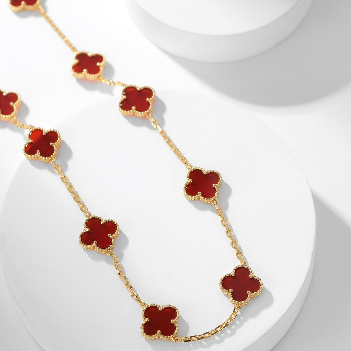 [Elowen jewelsry ]CLOVER 10 MOTIFS CARNELIAN NECKLACE