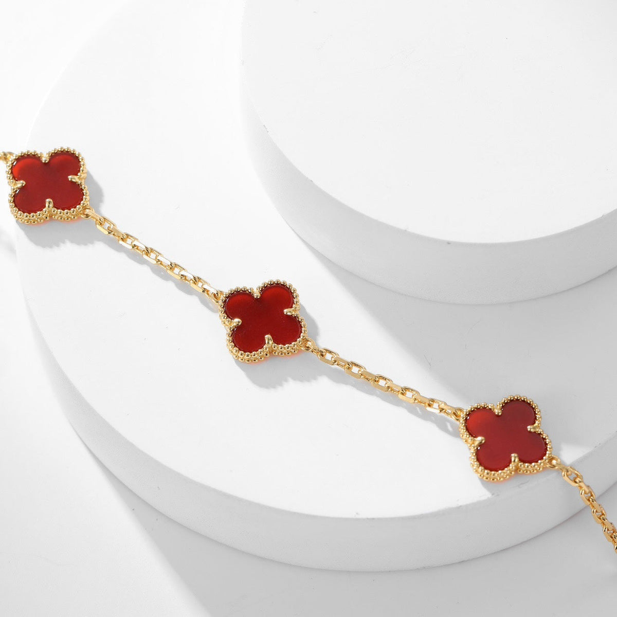[Elowen jewelsry ]CLOVER 10 MOTIFS CARNELIAN NECKLACE