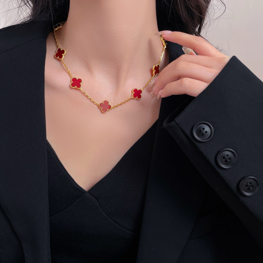 [Elowen jewelsry ]CLOVER 10 MOTIFS CARNELIAN NECKLACE