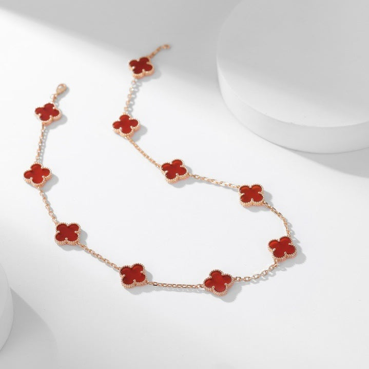 [Elowen jewelsry ]CLOVER 10 MOTIFS CARNELIAN NECKLACE