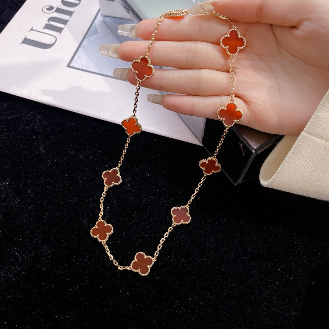 [Elowen jewelsry ]CLOVER 10 MOTIFS CARNELIAN NECKLACE