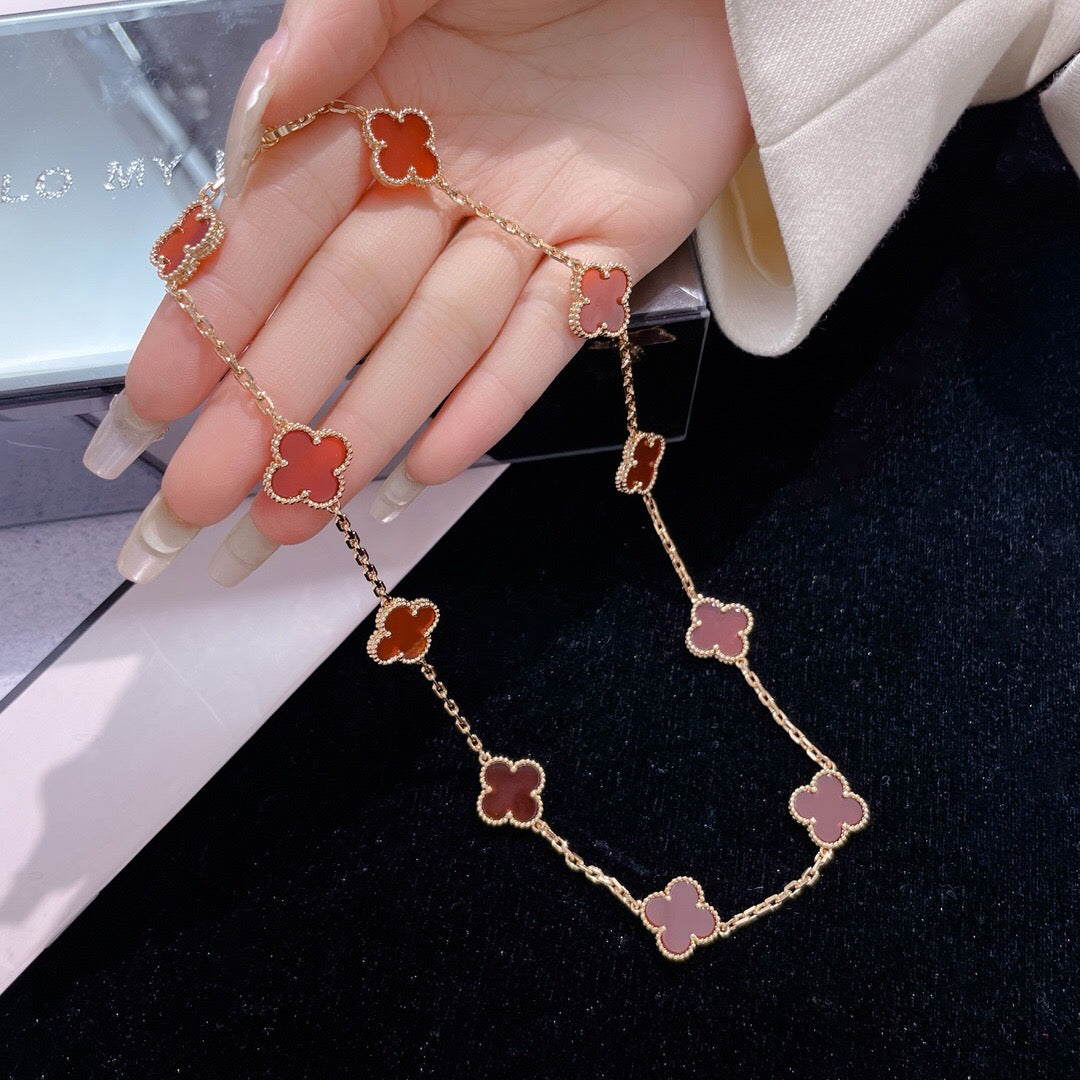 [Elowen jewelsry ]CLOVER 10 MOTIFS CARNELIAN NECKLACE