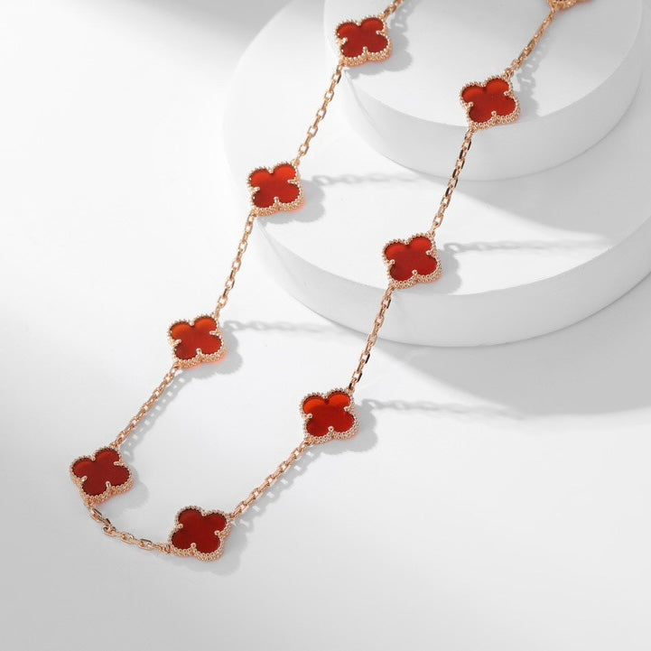 [Elowen jewelsry ]CLOVER 10 MOTIFS CARNELIAN NECKLACE