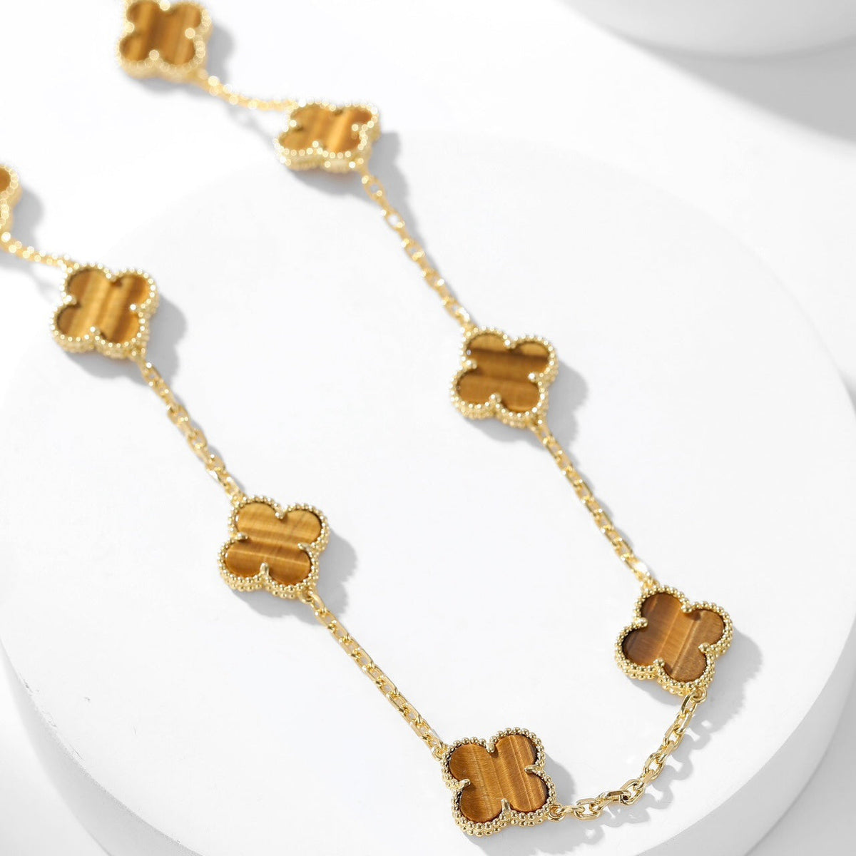 [Elowen jewelsry ]CLOVER 10 MOTIVE TIGERAUGE-HALSKETTE