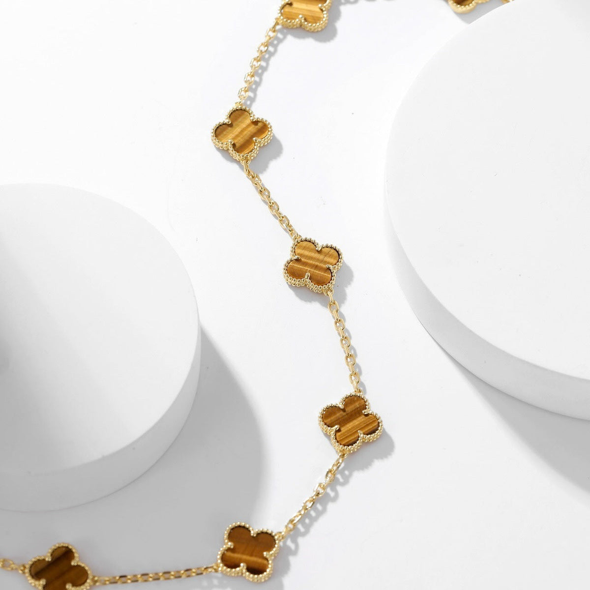 [Elowen jewelsry ]CLOVER 10 MOTIVE TIGERAUGE-HALSKETTE
