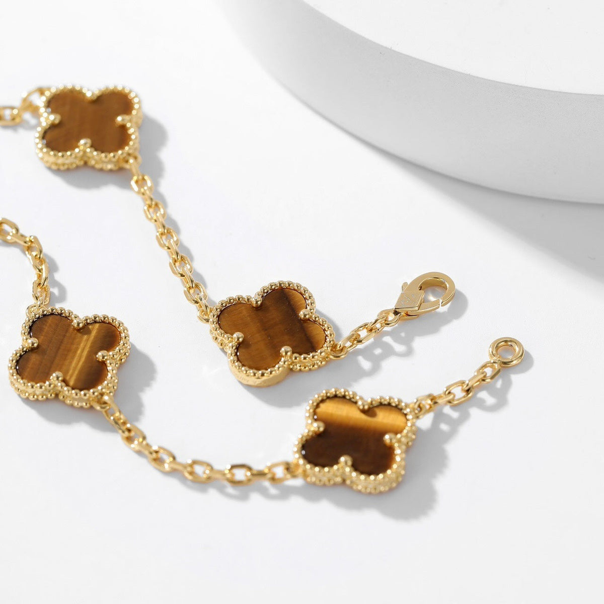 [Elowen jewelsry ]CLOVER 10 MOTIVE TIGERAUGE-HALSKETTE