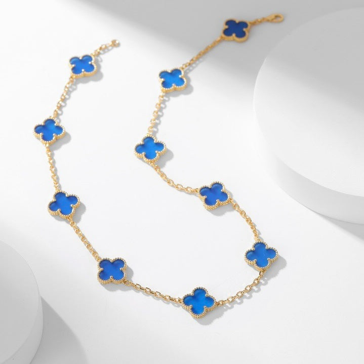 [Elowen jewelsry ]クローバー 10モチーフ ブルーアゲート ネックレス
