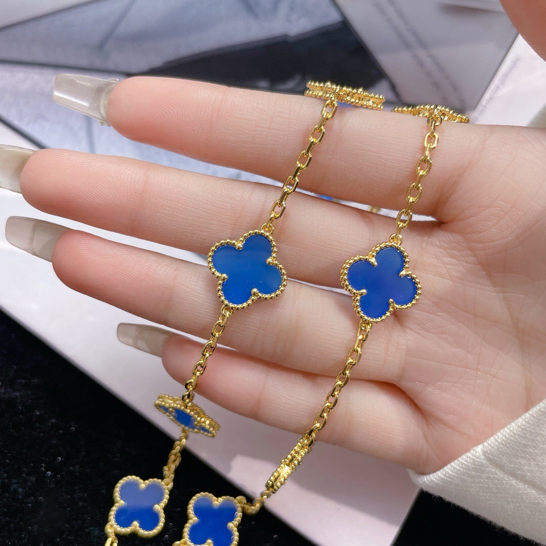 [Elowen jewelsry ]クローバー 10モチーフ ブルーアゲート ネックレス