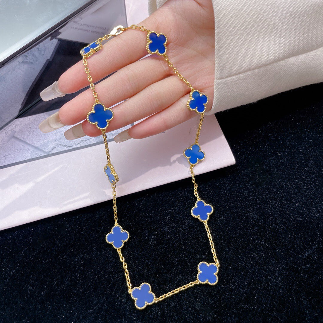 [Elowen jewelsry ]クローバー 10モチーフ ブルーアゲート ネックレス