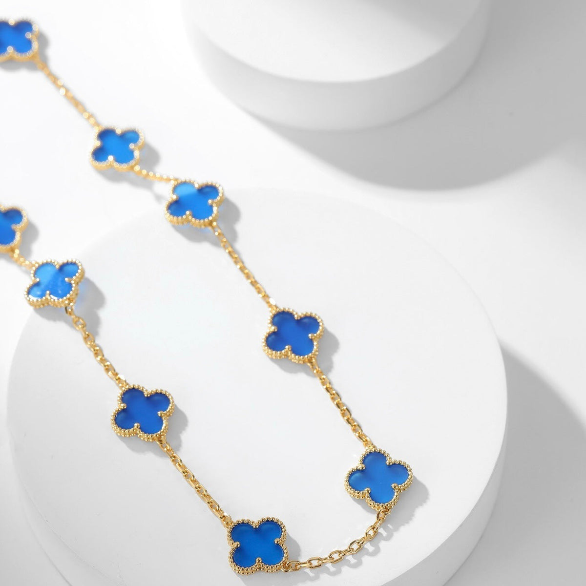[Elowen jewelsry ]クローバー 10モチーフ ブルーアゲート ネックレス