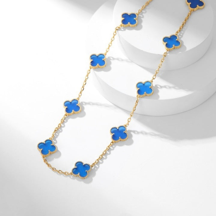 [Elowen jewelsry ]クローバー 10モチーフ ブルーアゲート ネックレス