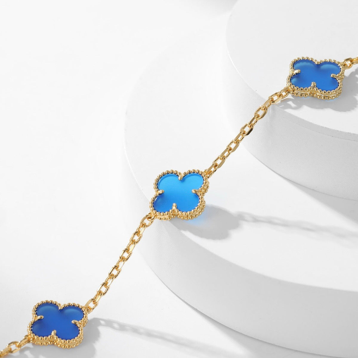 [Elowen jewelsry ]クローバー 10モチーフ ブルーアゲート ネックレス