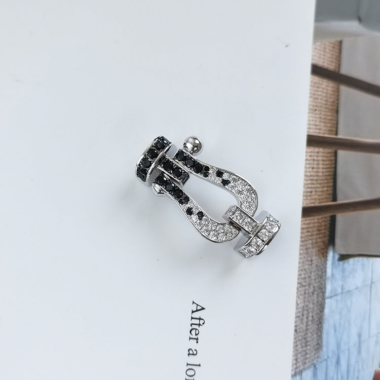 [Elowen jewelsry ]FORCE LARGE HORSESHOE BLACK WHITE DIAMOND BRACELET ROSE GOLD