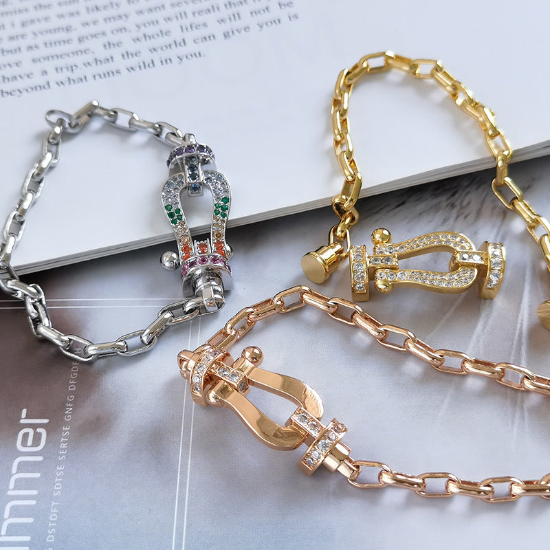 [Elowen jewelsry ]FORCE LARGE HORSESHOE CLASP  METAL BRACELET