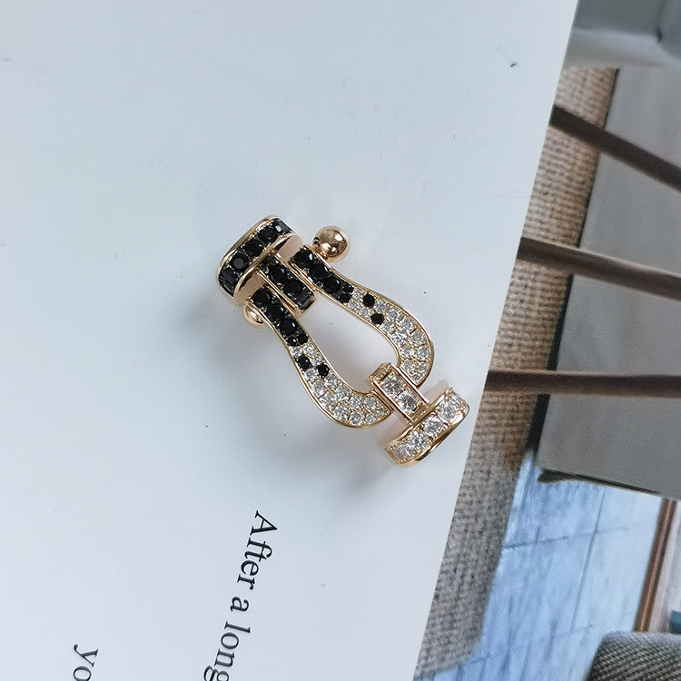 [Elowen jewelsry ]FORCE LARGE HORSESHOE BLACK WHITE DIAMOND BRACELET SILVER