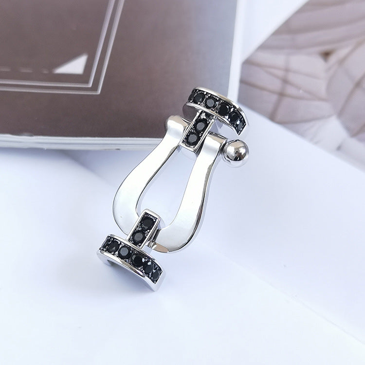 [Elowen jewelsry ]FORCE LARGE HORSESHOE BLACK DIAMOND BRACELET SILVER