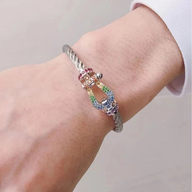 [Elowen jewelsry ]FORCE LARGE HORSESHOE  COLORED DIAMOND BRACELET ROSE GOLD