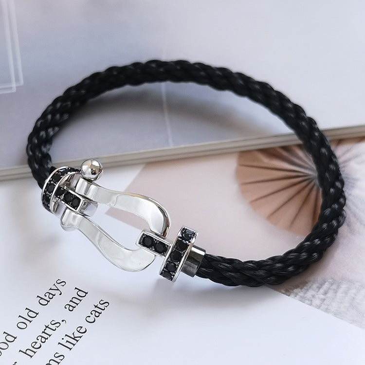 [Elowen jewelsry ]FORCE LARGE HORSESHOE BLACK DIAMOND BRACELET SILVER