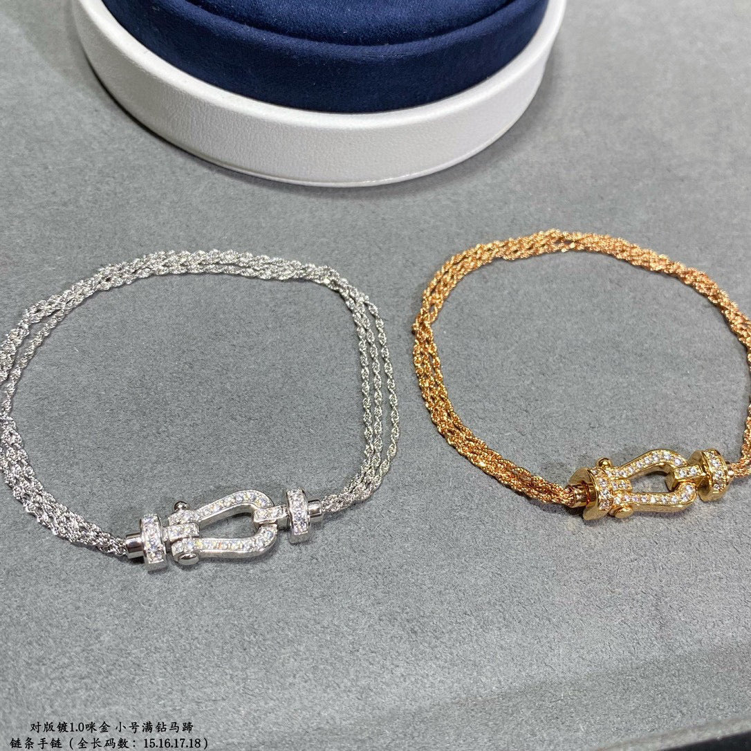 [Elowen jewelsry ]FORCE SMALL HORSESHOE  DIAMOND CHAIN ROPE BRACELET