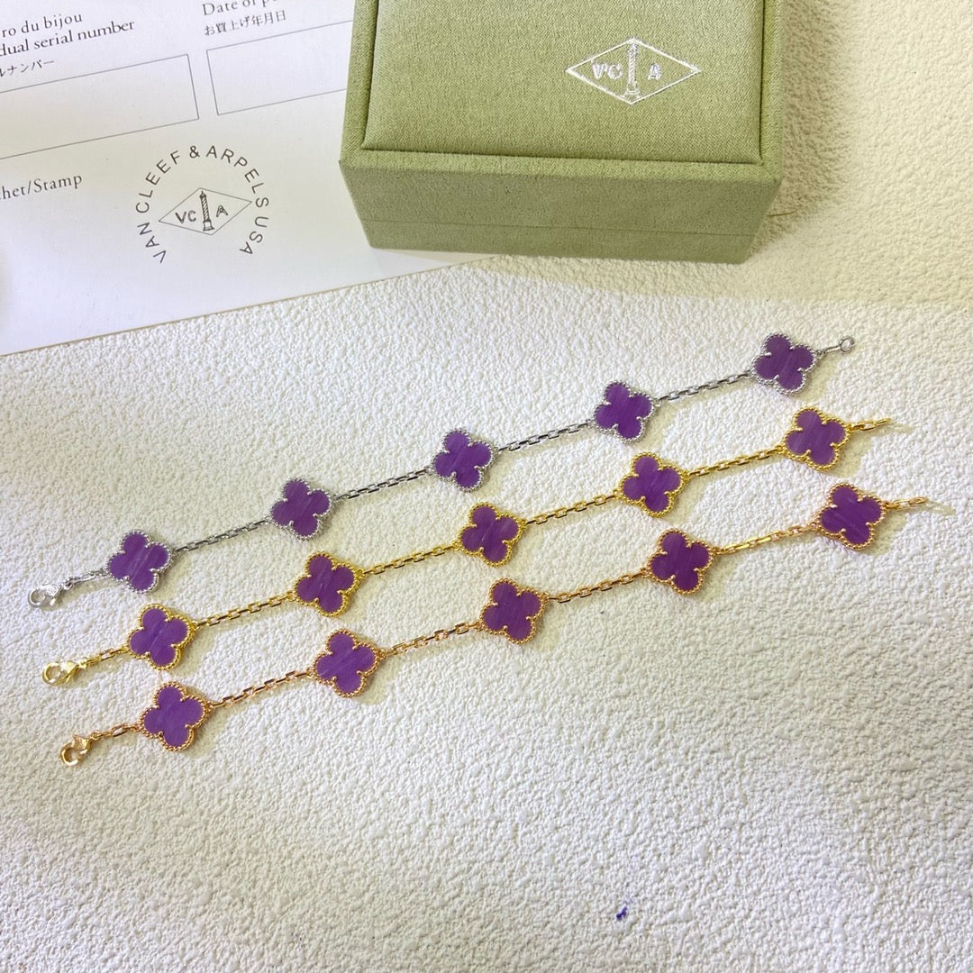 [Elowen jewelsry ]CLOVER  5 MOTIFS  PURPLE VIOLET BRACELET